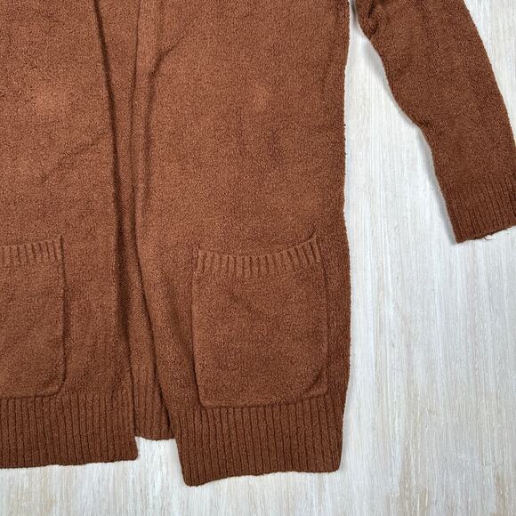 Eileen Fisher Brown Boucle Open Front Knit Cotton Blend Cardigan Sweater XXS - Picture 3 of 13